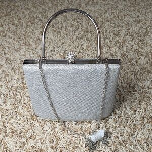 Silver Sparkle Evening Top-Handle Bag